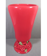 Red Ceramic Vase 3D Roses Vintage 8.75&quot; x 4&quot; FTD Ultra Clean NO DAMAGE - $12.77