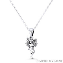 Winged Pixie Tinkerbell Fairy Oxidized .925 Sterling Silver Nymph Charm Pendant - £15.02 GBP+