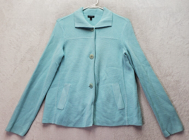 Talbots Blazer Jacket Womens Small Blue Cotton Long Sleeve Collared Button Front - £18.36 GBP
