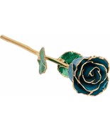 24k Gold Dipped Blue Zircon Lacquer Real Rose Valentine&#39;s Day Holiday Gift - $102.58