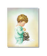 Vintage 8 x 10 Childs Wall Art Print Precious Little Boy with Dog Going ... - £6.25 GBP+