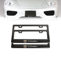 Brand New Universal 100% Real Carbon Fiber Cadillac License Plate Frame - 2PCS - £21.55 GBP