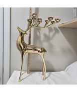VTG Pottery Barn 20” Polished Brass Reindeer Candelabra 10 Sphere Candle... - $135.84