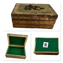 Vintage Gunther Mele Jewelry Box Metal Books Green Roses 3 Book Shaped - £53.74 GBP