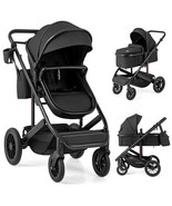 3-in-1 Folding Convertible Newborn Stroller with Detachable Bassinet-Bla... - $203.49