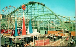 Vtg Cromo Cartolina Santa Monica California Ca Pacific Ocean Park Roller Coaster - £5.69 GBP