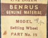 NOS NEW Genuine Benrus Watch Cal. AK Setting Wheel - Part# 19 - $14.84