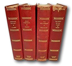 Rare 4 Carlton House Leather Bound Books Anna Karenina by Tolstoy, Madame Bovary - £231.43 GBP