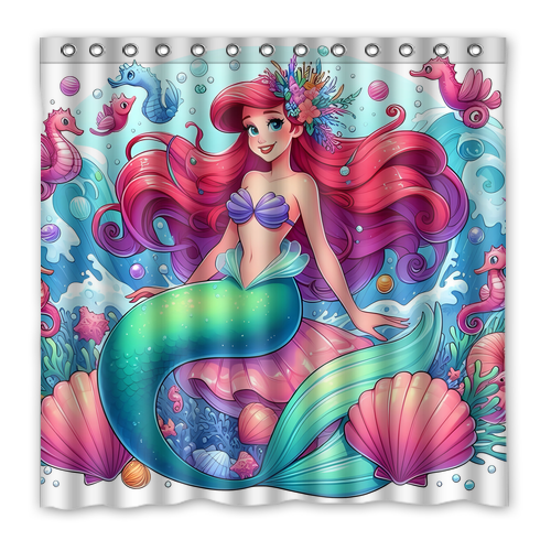 Hot!!! The Little Mermaid Custom Waterproof Polyester Shower Curtain 4 Size Item image 7