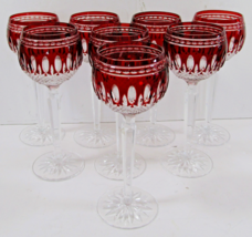 Set of 8 Waterford Crystal Clarendon Ruby Red Hock Glass 8" Tall - $890.01