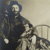 Disney Relative Bearded Hat Man Dog  RPPC photo postcard ID&#39;d Antique Vi... - £62.28 GBP