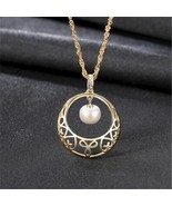 PEARL PENDANT FLORAL HOLLOW HOOP DESIGN 925 STERLING SILVER NECKLACE 2 C... - $25.99