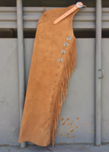 Handmade Cowboy Western Wear Chaps Rodeo Style Suede Leather Chaps Mountain Man - £69.80 GBP+