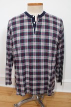 Nautica M Men&#39;s Sleepwear Plaid Henley Cotton Pajama PJ Top Shirt - $25.65
