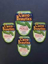 1936 Cairo Beauties 3 Crispy Sweet &amp; 1 Genuine Dill Pickle Labels Lot of 4 DC1 - £7.82 GBP