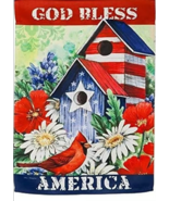 Meadow Creek Patriotic Birdhouse &amp; Cardinal Suede Garden Flag-2 Sided,12... - $20.28 CAD