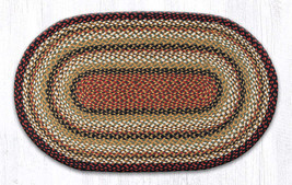 Earth Rugs C-319 Burgundy Mustard  Oval Braided Rug 27&quot; x 45&quot; - £54.36 GBP