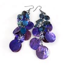 Dyed Mother of Pearl Cluster Dangle Earrings - £10.67 GBP