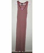 Bebe 2B White Red Striped Round Neck Maxi Dress Size Large - $29.99