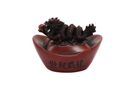 Chinese Red Resin Novelty Dragon On Coin Gift Item 2&quot; - £5.89 GBP