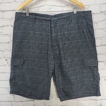 Burnside Cargo Shorts Mens Sz 38 Gray Plaid Quick-Dry Casual  - $15.84