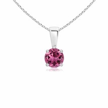 ANGARA 4mm Natural Pink Tourmaline Solitaire Pendant Necklace in Sterling Silver - £127.91 GBP+