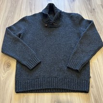 JAMES TATTERSALL LONDON Charcoal Shawl Neck Sweater Leather Closure Wool... - $426.58 MXN