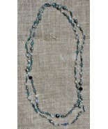 Premier Designs Long Blue Clear Bead Necklace Classic Coquette Coastal F... - $17.82