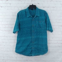 Burnside Shirt Mens XL Blue Teal Paisley Short Sleeve Button Up Casual Camp - £14.17 GBP