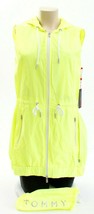 Tommy Hilfiger Yellow Zip Front Drawstring Hooded Sport Vest Women&#39;s Packable - £64.09 GBP