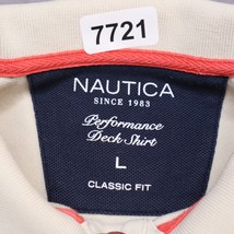 Nautica Performance Deck Shirt Polo Adult L Ivory Casual Golf Rugby Athletic Men - £19.70 GBP