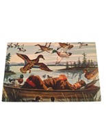 Postcard What A Life! Duck Hunter Lying In Boat Ducks Flying Chrome Posted - £5.46 GBP