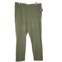 Ava Viv Womens 1X Pull On Stretch Pants Joggers Pockets Cuffed Hems Gree... - $22.49