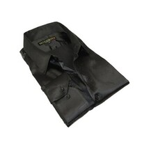Men's Sports Shirt By Moderno Fancy Silky Satin Long Sleeves MJLS-143 Black image 4