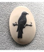 Vtg Black Bird Cameo Crow Raven Brooch Etched Pin Fall Vibes Fashion Jew... - $372.30 MXN