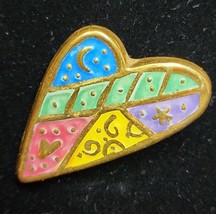 Abbey Press Vintage 80s Ceramic Signed Modernist Porcelain Heart Moon Br... - $17.60