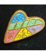 Abbey Press Vintage 80s Ceramic Signed Modernist Porcelain Heart Moon Br... - $17.60
