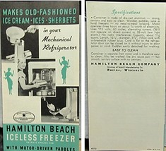 Recipes And Instruction For The Hamilton Beach Iceless Freezer - £3.16 GBP