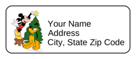 30 Personalized Mickey Mouse and Pluto Address Labels, Christmas, Stickers - £9.47 GBP