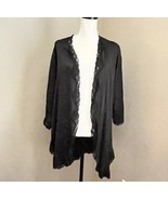 Mary Green Silk Blend Robe Black Lace Trim Short NO BELT - $17.32