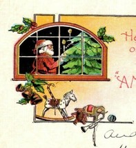 Vintage Christmas Postcard Little Boy Sleeping, Santa Behind the Window - £15.94 GBP