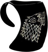 House Stark Game of Thrones GOT Wolf Carved Beer Tankard Drinking Horn 16 oz - £22.10 GBP