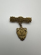 Antique Gold IHS Christianity Holy Grail Cup Chalice Pin / Medal 3cm BB11 - $89.10