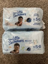 Lot of 2 Huggies Little Swimmers Latex-Free Diapers, L Size 5-6, 17 Ct, 32+ Lb - $9.49