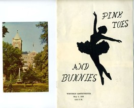 Pink Toes &amp; Bunnies Winthrop College Program &amp; Postcard 1958 South Carolina - £23.66 GBP