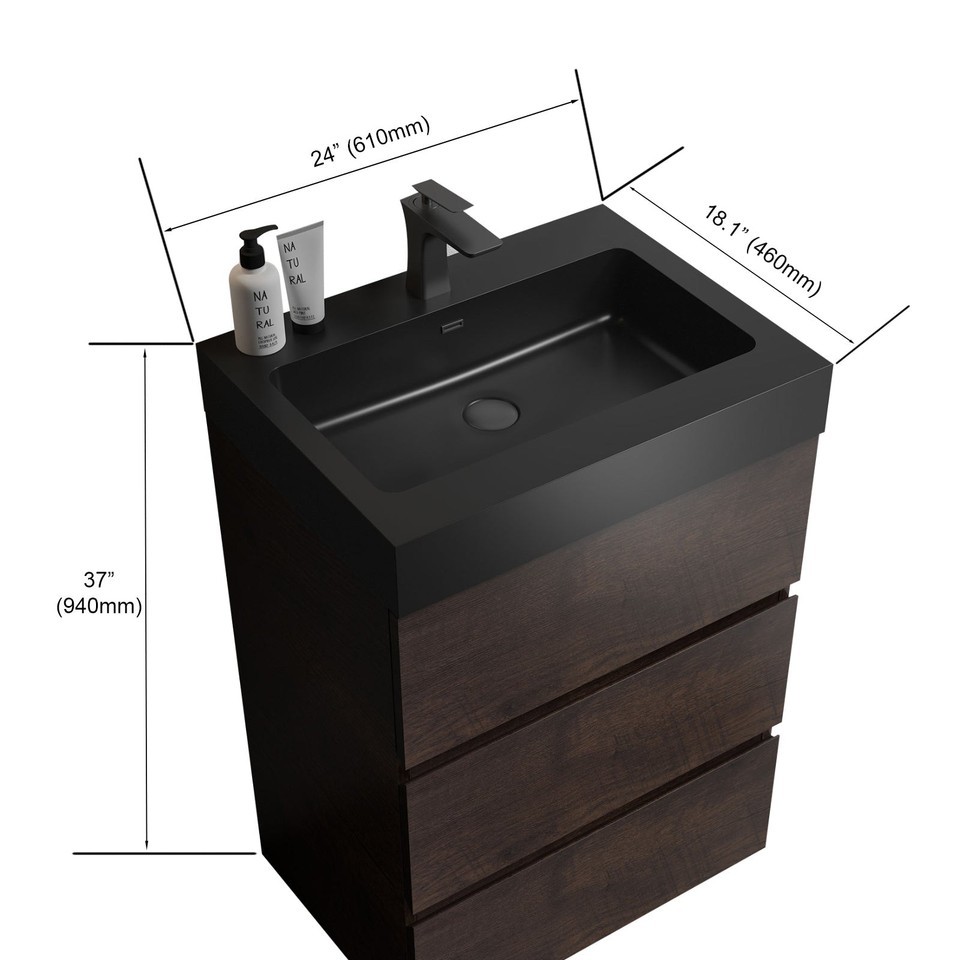Alice 24" Walnut Vanity: Modern Bathroom Storage Item image 4