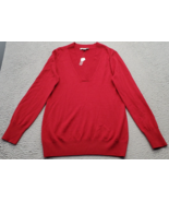 Pendleton Sweater Womens Medium Red Knit Merino Wool Long Sleeve V Neck ... - $54.18 CAD