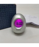 Brookstone “Bob” Silver Oval Egg Wobble Clock 5-in-1 Alarm Date Timer Te... - £15.53 GBP