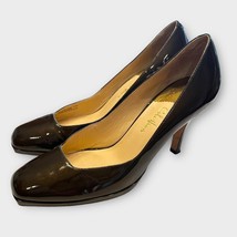 COLE HAAN patent leather olive green pump heel size 9.5 office career - $47.41