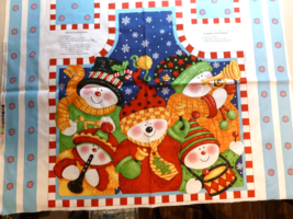 Snowman Apron &amp; Coasters Panel Kimberly Montgomery Marcus Brothers Textiles - $17.81